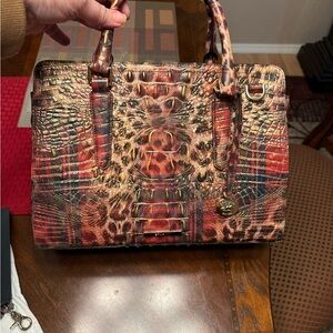 Brahmin “Tartan Animal” Plaid Croc-Embossed Satchel AND Matching Skyler Wallet